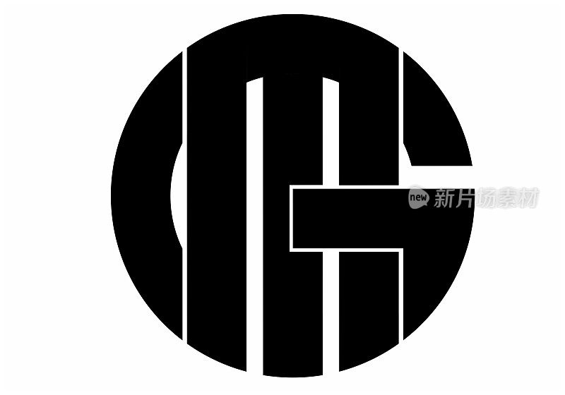 Mg GM Mg字母标志孤立的白色背景